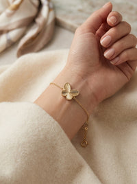 Pulsera de oro 14k diseño de mariposa Mod 5137 - 18 cm x 1 mm