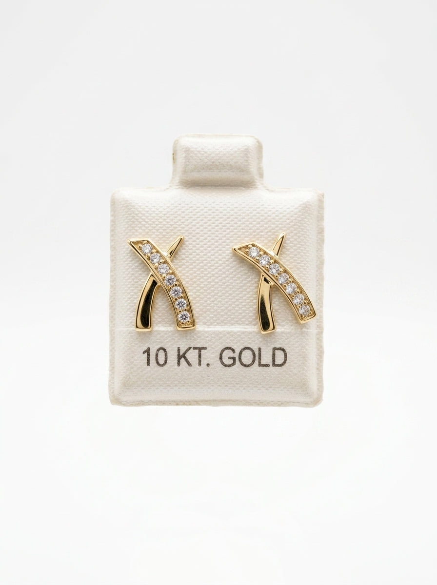 Broquel de oro 10k delgado tipo diseñador (de bolitas) Mod 5639