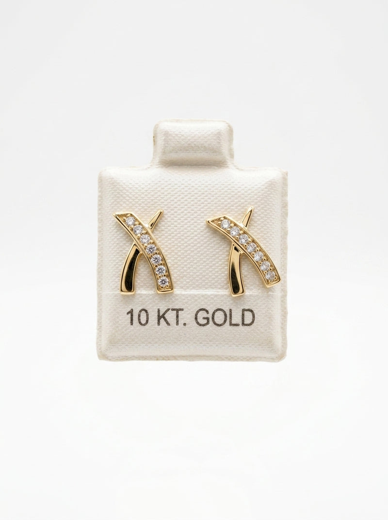 Broquel de oro 10k delgado tipo diseñador (de bolitas) Mod 5639