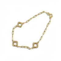 Pulsera Oro 10K Estilo Clip silueta de trébol biselado- 18 cm