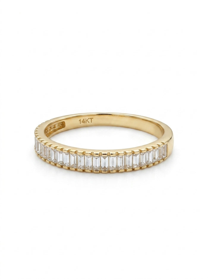 Media churumbela de oro 14k diseño brillo eterno con circonias baguette  Mod 5785