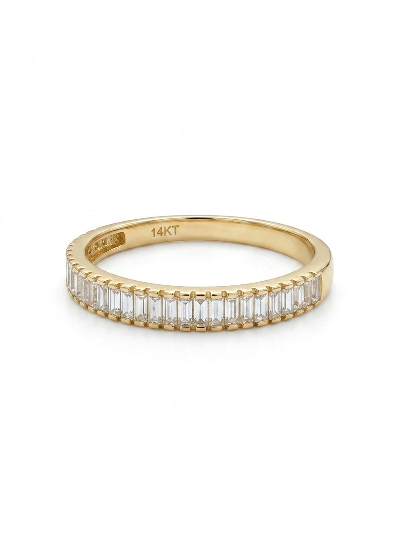 Media churumbela de oro 14k diseño brillo eterno con circonias baguette  Mod 5785