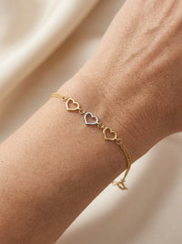 Pulsera de oro 14k diseño de corazones florentinos Mod LM5238 - 18 cm