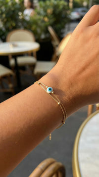 Pulsera de oro 14k de ojo turco Mod. TR1418 -18 cm