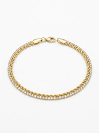 Pulsera de oro 14k diseño de tejido doble Mod 5563 18 cm