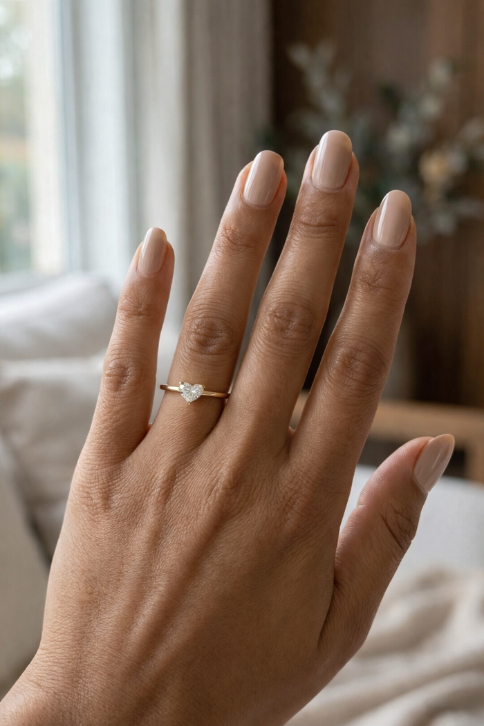 Anillo de oro 14k con circonia en forma de corazón Mod. 146515