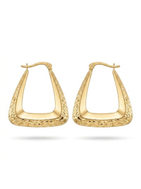 Arracada de Oro 14k Diseño Chunky Inflado Estilo Brillante biselado Mod 5200 - 1.3 cm