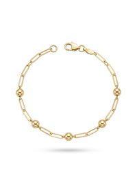 Pulsera de oro 10k diseño de clip con bolitas Mod LM5177- 18 cm