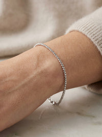 Pulsera de oro blanco 14k tejido de bolitas mod 5512 - 18 cm