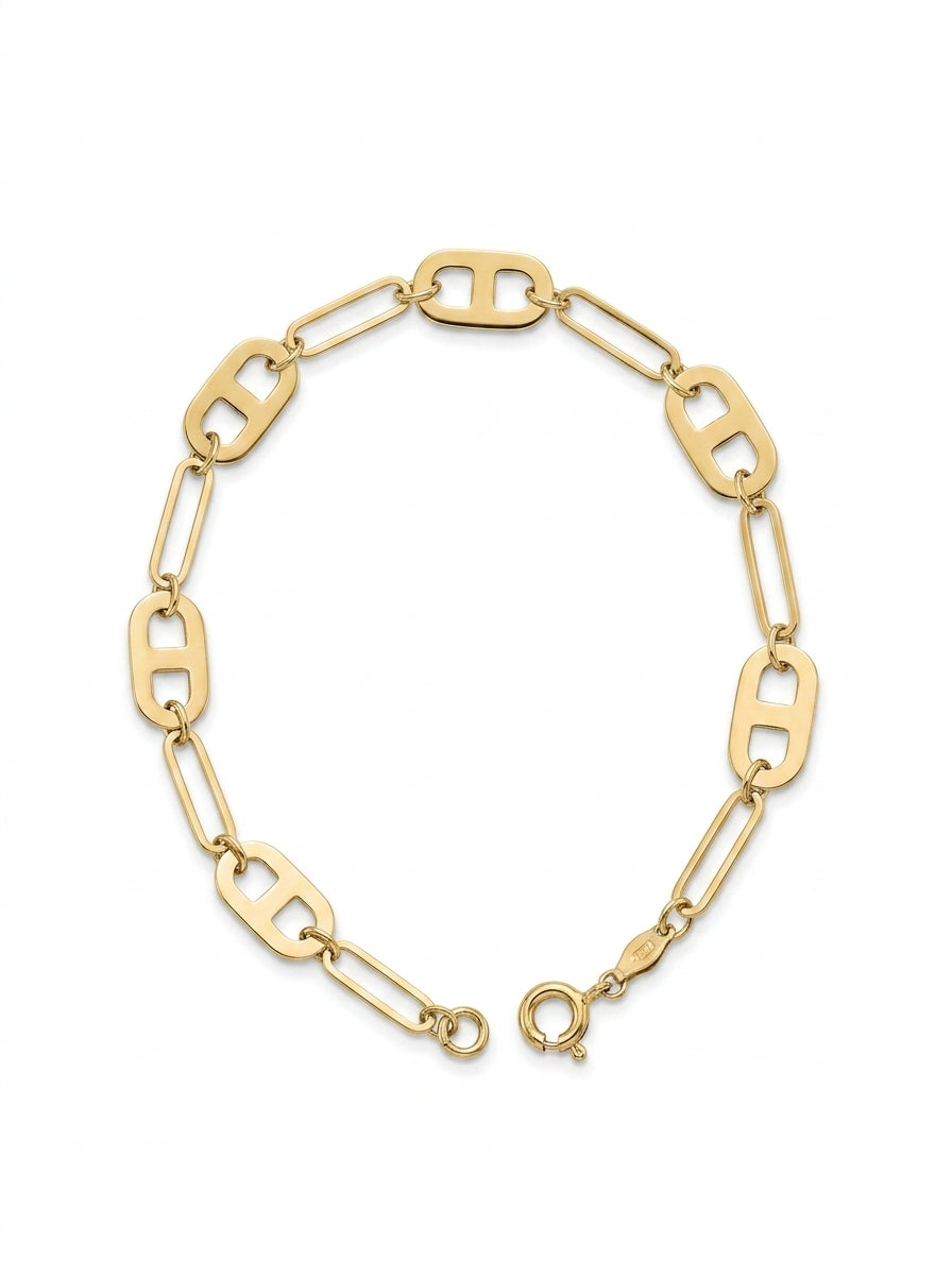 Pulsera de oro 10k tipo diseñador Mod LM5178- 18 cm