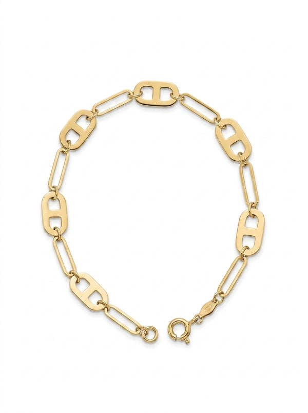 Pulsera de oro 10k tipo diseñador Mod LM5178- 18 cm