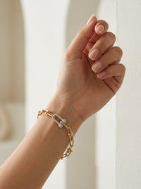 Pulsera de oro 14k tipo diseñador hueco Mod 5544 - 18 cm