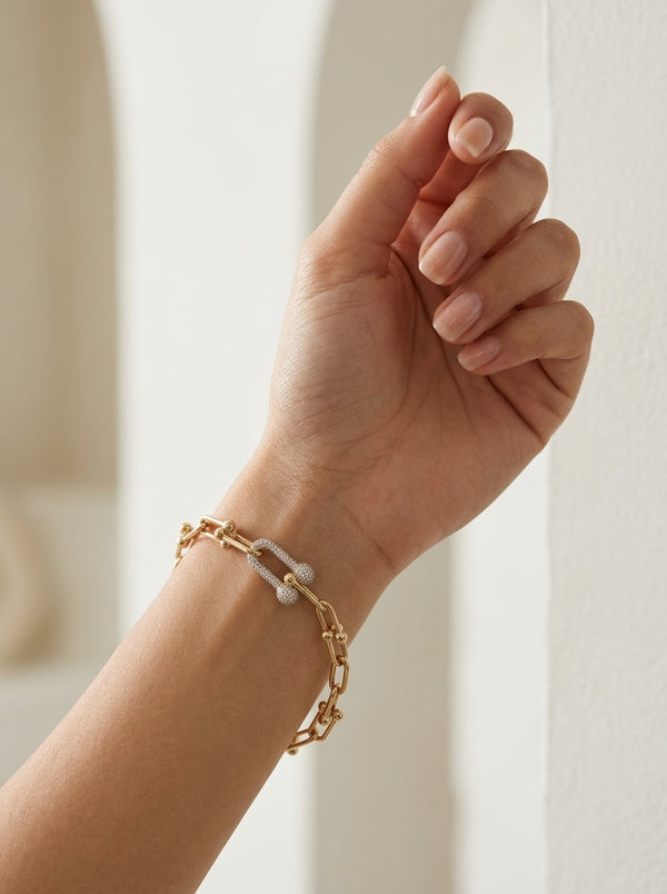 Pulsera de oro 14k tipo diseñador hueco Mod 5544 - 18 cm