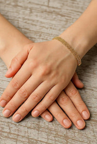 Pulsera de oro 10k tejido Bismark - 18 cm
