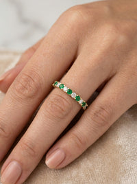 Media churumbela de oro 14k de diamantes y esmeraldas naturales Mod LM5300