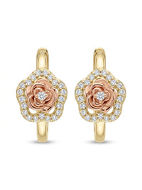 Huggies de oro 14k diseño de rosa 5613