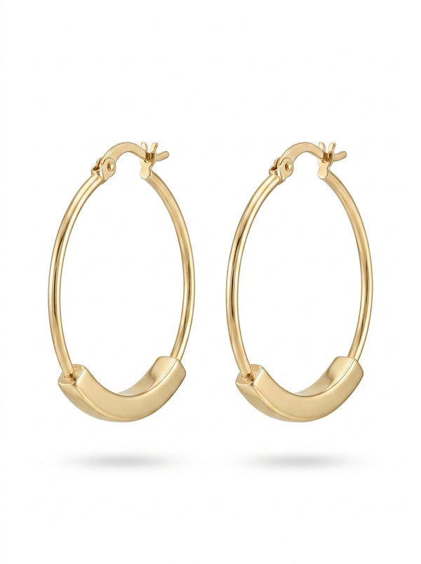 Huggies de oro 14k diseño liso de arillo Mod LM5397 - 3 cm