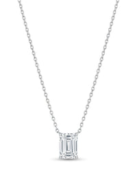 Gargantilla de oro blanco 14k corte esmeralda de diamante de laboratorio Mod 5474 - 50 cm