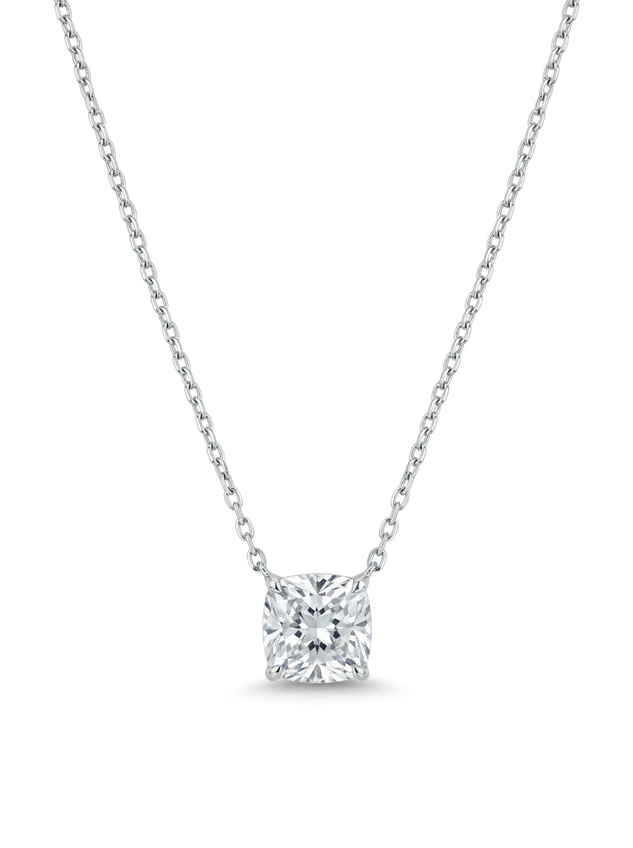 Gargantilla de oro blanco 14k corte princess de diamante de laboratorio Mod 5475 - 45 cm