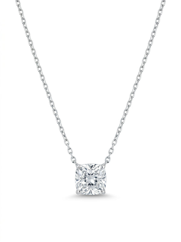 Gargantilla de oro blanco 14k corte princess de diamante de laboratorio Mod 5475 - 45 cm