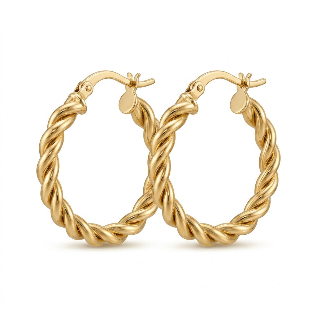 Arracadas de oro 14k diseño torsal Mod. LM5111 2.4 cm