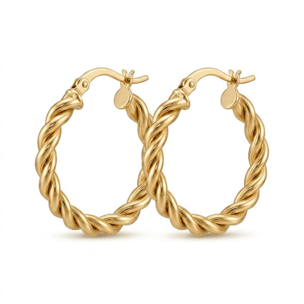 Arracadas de oro 14k diseño torsal Mod. LM5111 2.4 cm