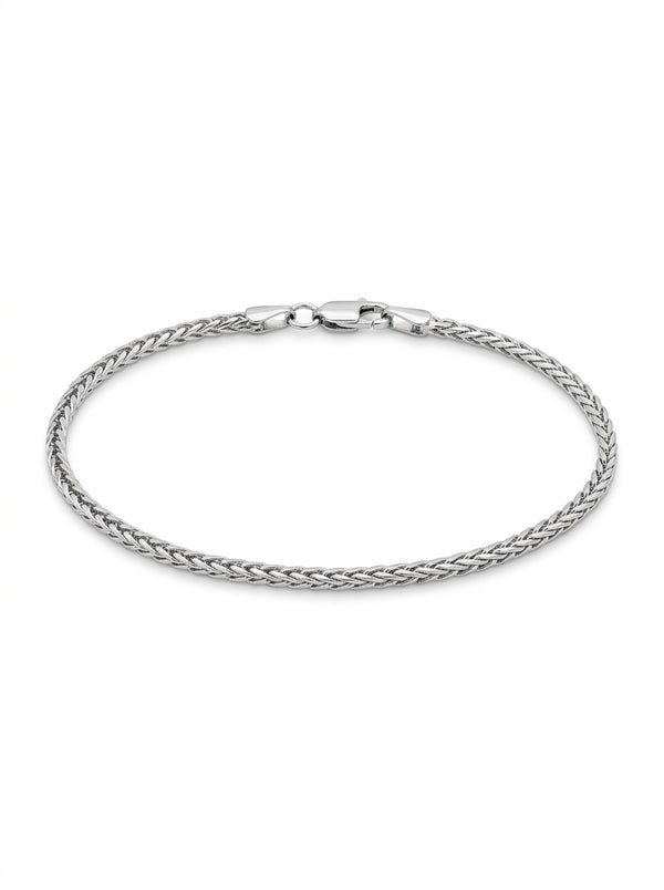 Pulsera de oro blanco 14k tejido espiga Mod 5454 - 18 cm