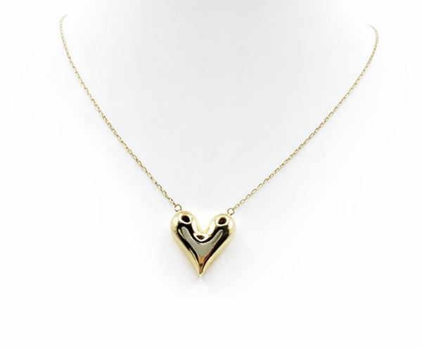 Gargantilla de corazón inflado de oro 14k