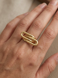 Anillo de oro 14k diseño de doble clip entrelazado Mod LM5311
