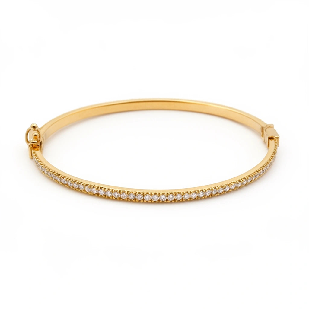 Aro de oro 14k con incrustaciones de circonias Mod.141889 18 cm x 3 mm