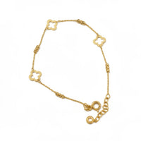 Pulsera de oro 10k silueta de tréboles con bolitas Mod. 041476 - 18 cm