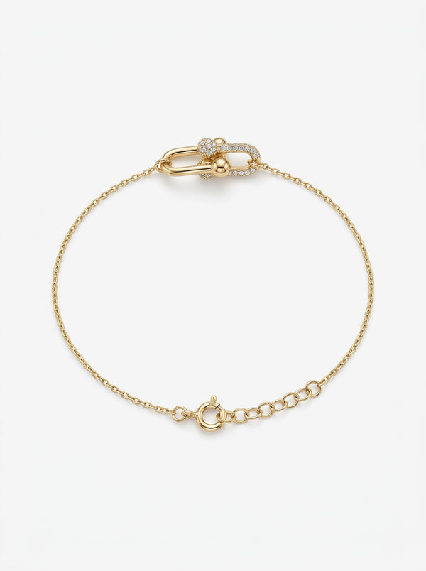Pulsera de oro 14k tipo diseñador mod 5916- 18 cm