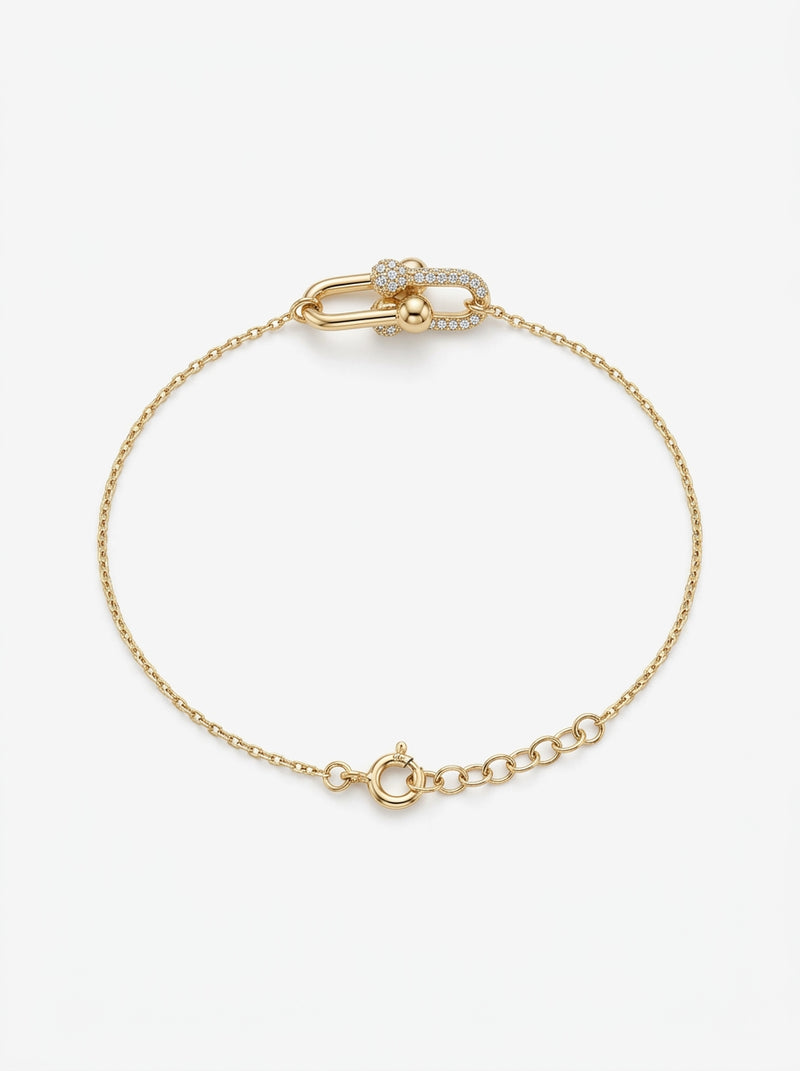 Pulsera de oro 14k tipo diseñador mod 5916- 18 cm