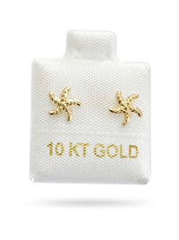 Broquel de oro 10k diseño de estrella de mar Mod LM5184 ( de bolitas)