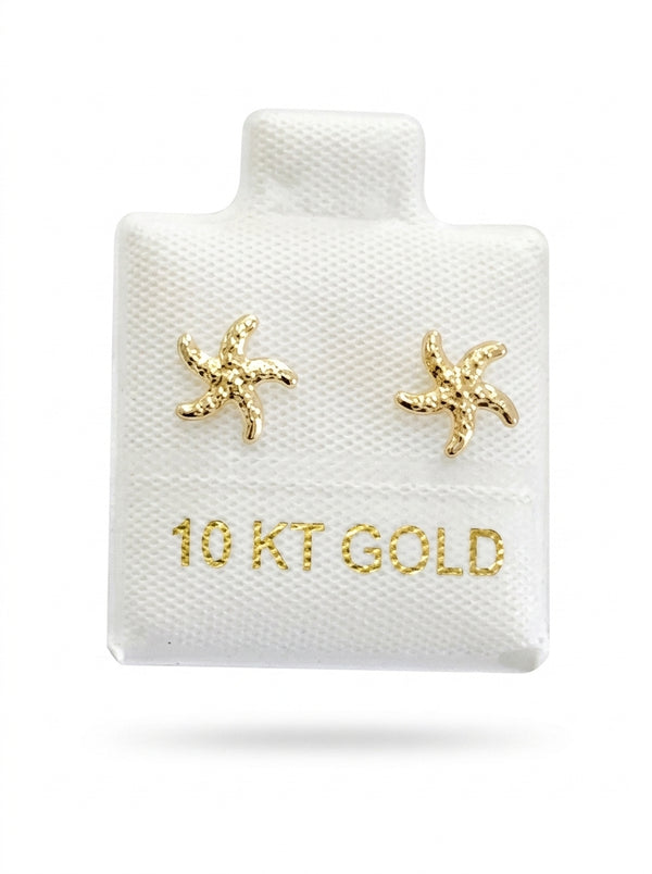 Broquel de oro 10k diseño de estrella de mar Mod LM5184 ( de bolitas)