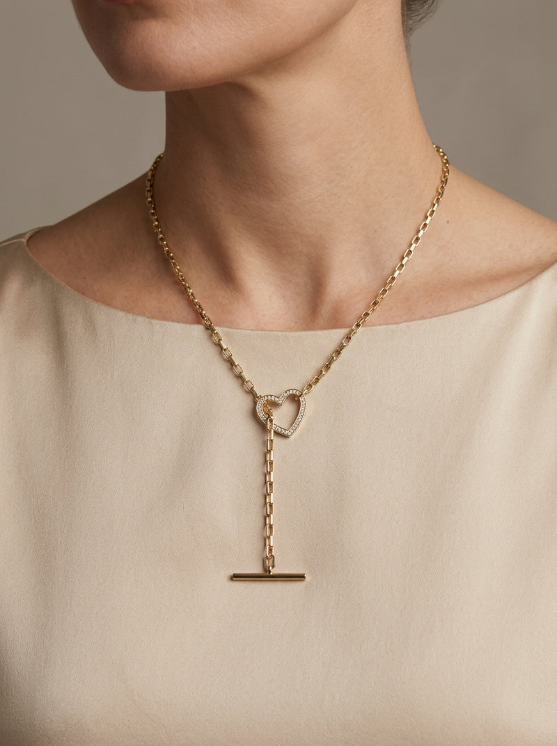 Gargantilla de oro 14k diseño de corazón con eslabones Mod 5547