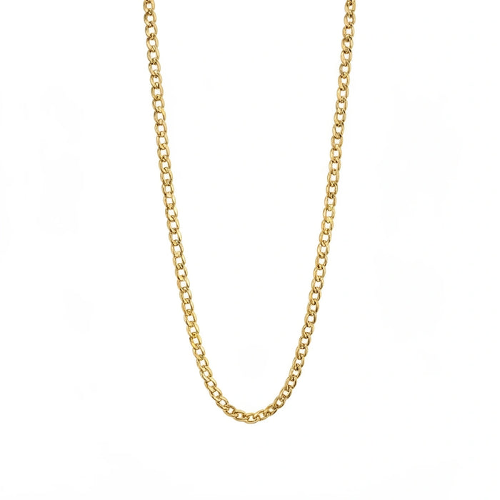 Cadena cubana lisa de oro 14k unisex - 55 cm x 3 mm