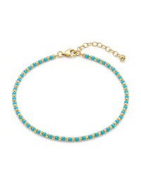Pulsera de oro 14k diseño de bolitas con piedras turquesa Mod LM5270 - 18 cm