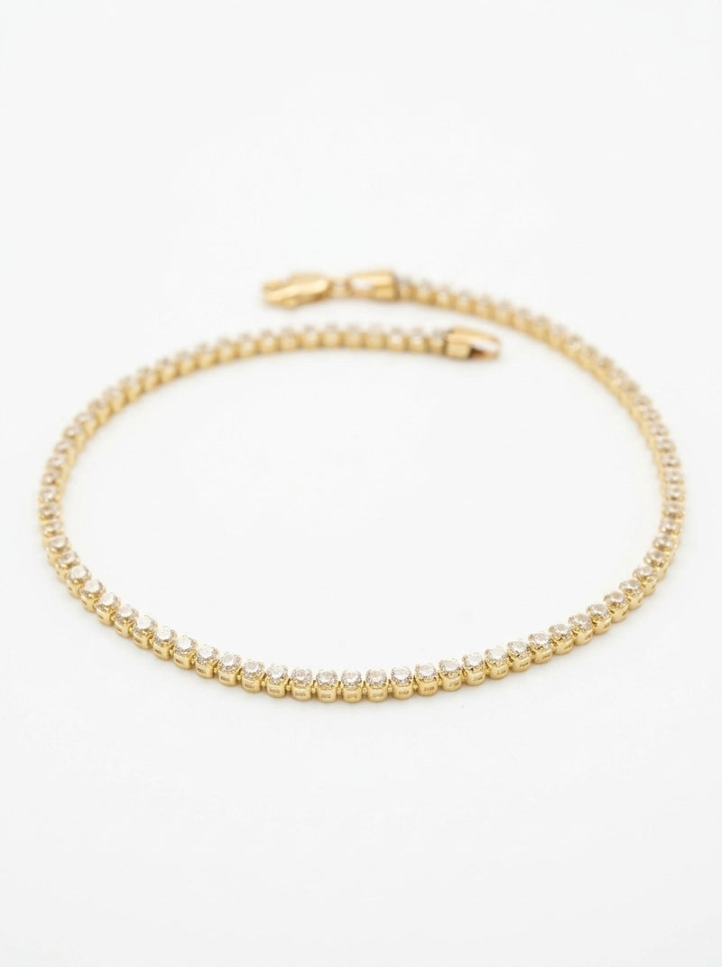 Pulsera de oro 14k diseño tipo tennis blanca 5934 - 18 cm