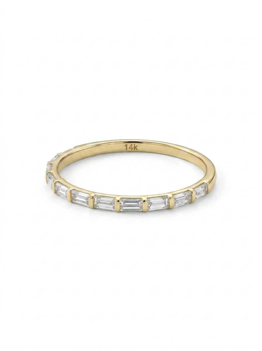 Media churumbela de oro 14k diseño horizonte de luz con circonias baguette Mod 5788