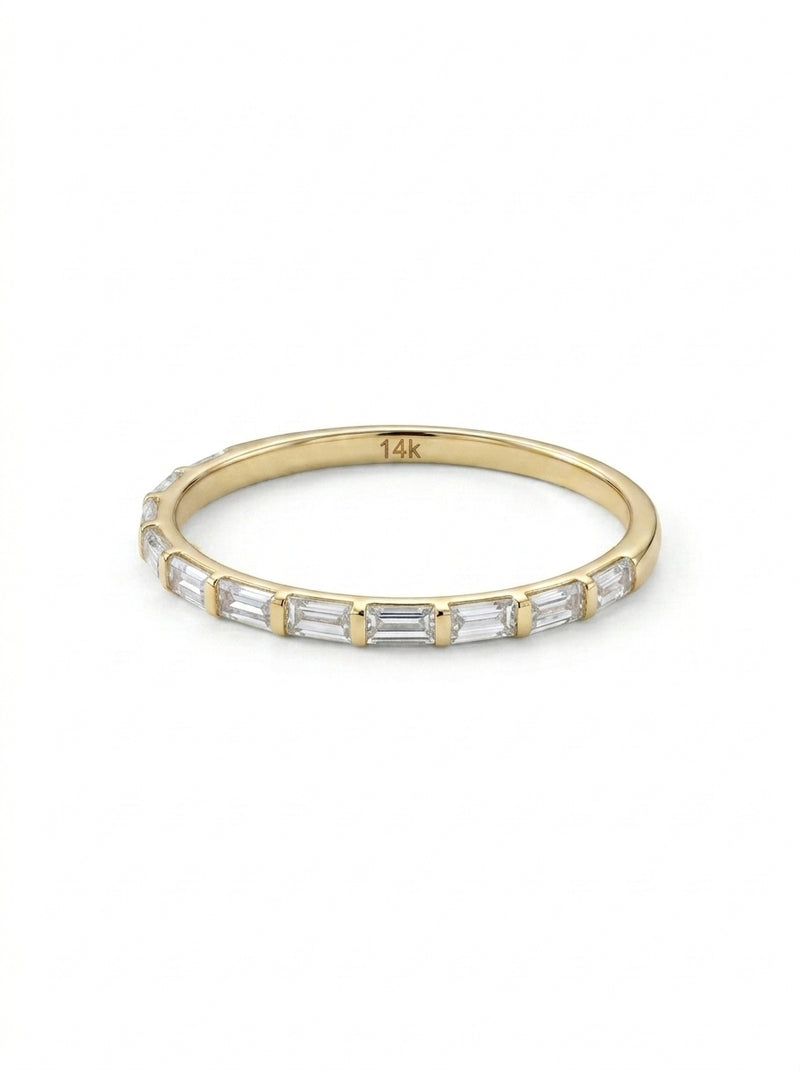 Media churumbela de oro 14k diseño horizonte de luz con circonias baguette Mod 5788