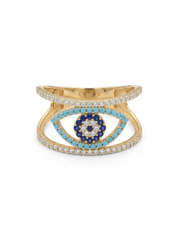 Anillo de oro 14k diseño ojo turco mod 5908