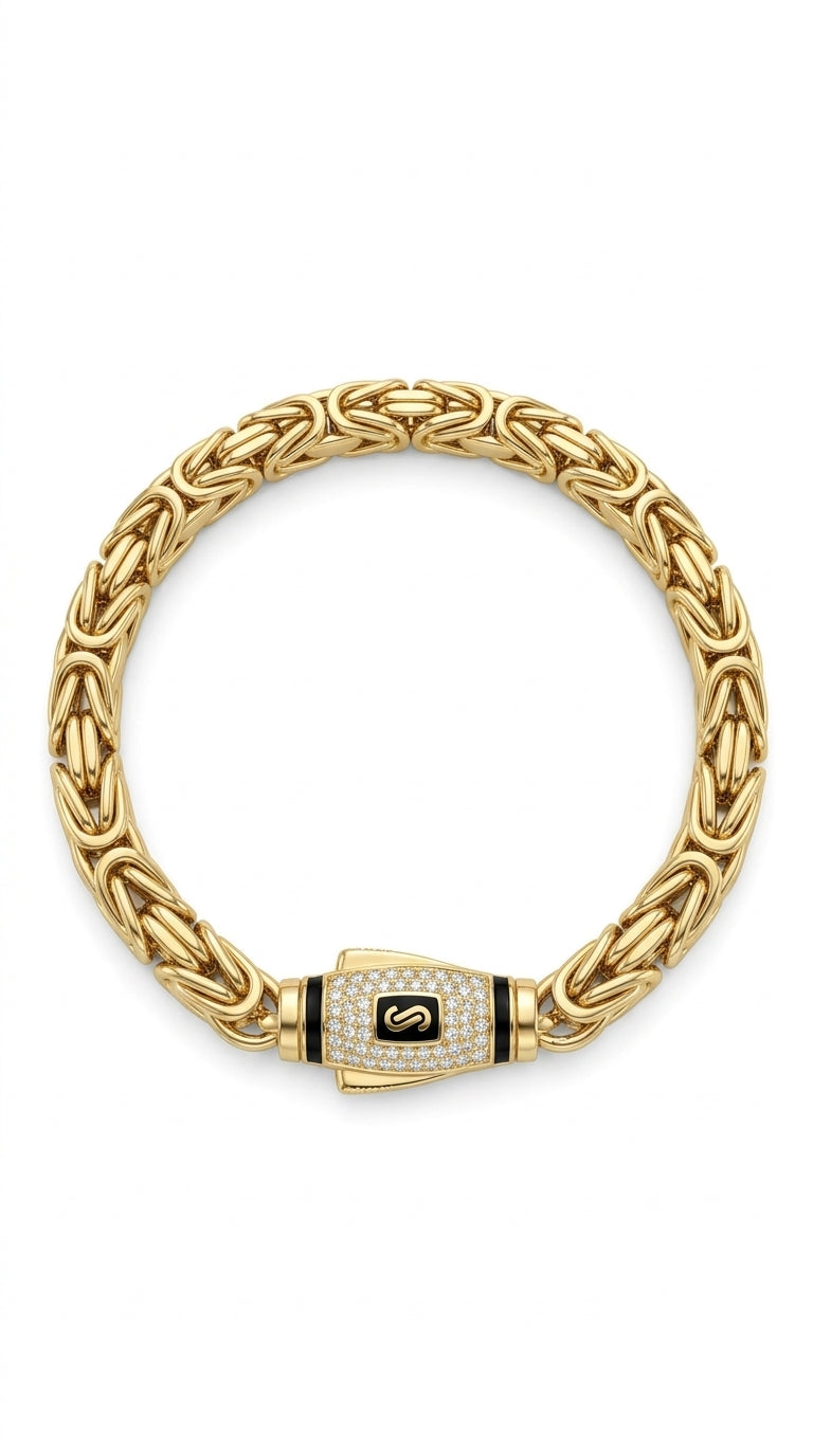 Pulsera de oro 14k diseño Rey LM 5059 - 21 cm x 5 mm