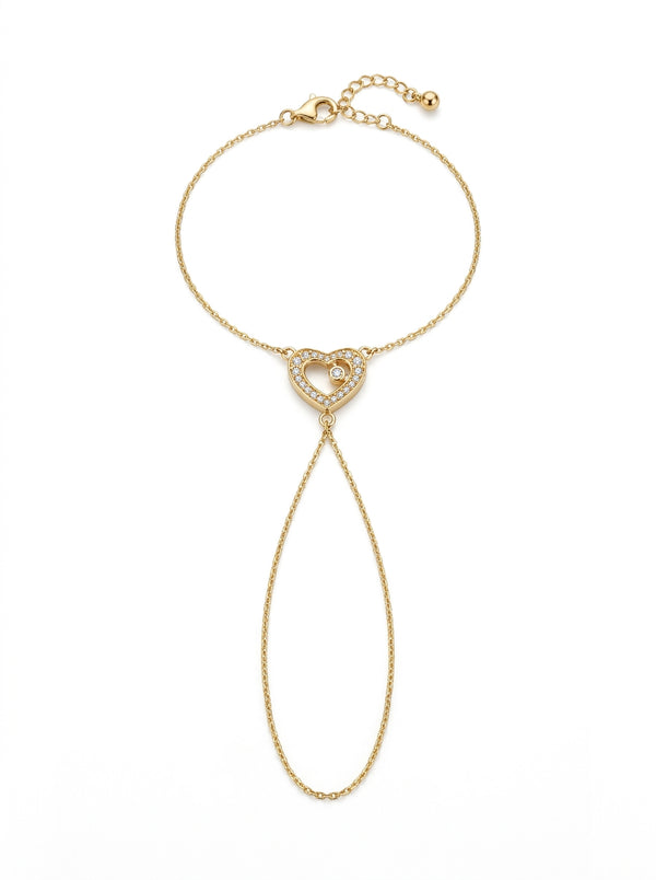 Pulsera de mano oro 14k diseño de corazón Mod 5530 - 18 cm