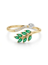 Anillo de oro 14k diseño de guirnalda bi color con circonias mod 5588