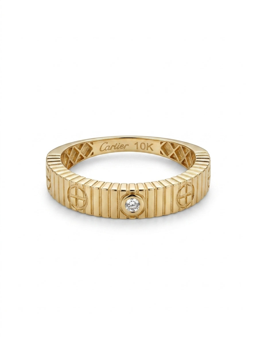 Anillo delgado de oro 10k tipo diseñador con circonias mod 5743