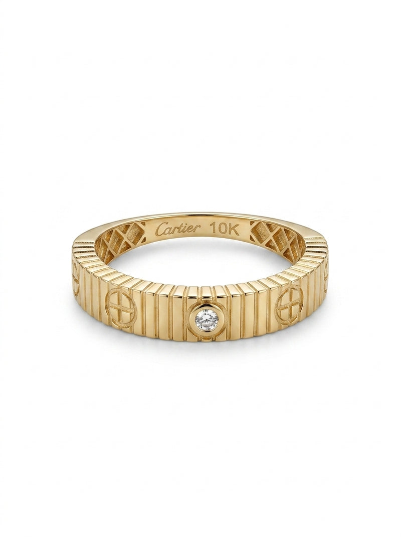 Anillo delgado de oro 10k tipo diseñador con circonias mod 5743