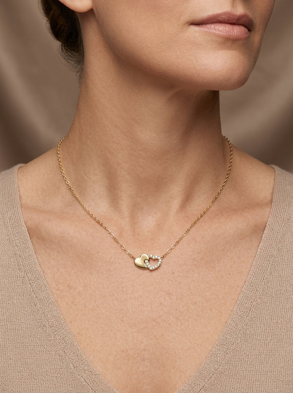 Gargantilla de oro 14k diseño de corazones entrelazados Mod 5634 - 45 cm