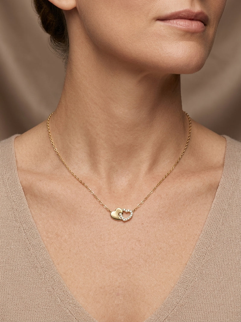 Gargantilla de oro 14k diseño de corazones entrelazados Mod 5634 - 45 cm
