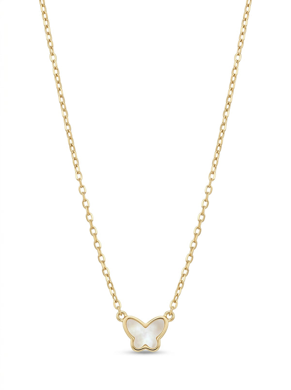 Gargantilla de oro 14k diseño de mariposa mini de madre perla Mod 5633 - 45